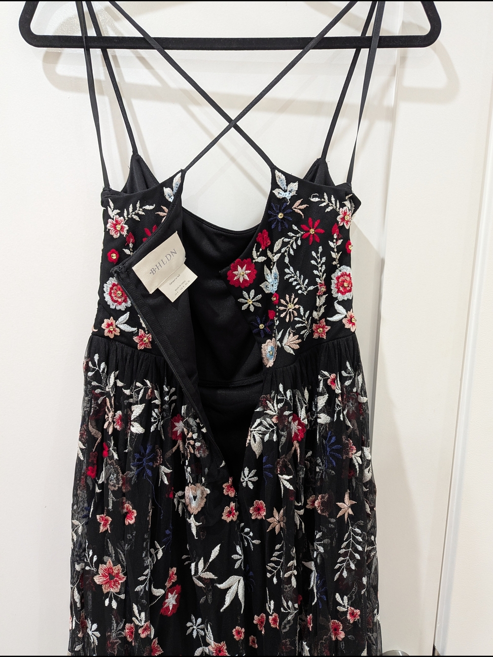Anthropologie BHLDN Black Dress with Multicolor Floral Embroidery - Picture 8 of 8